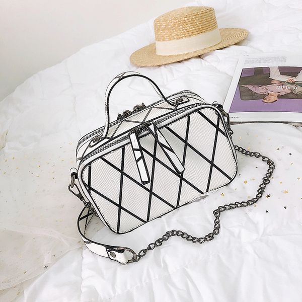 

2019 new double zipper mini messenger bag fashion leather chain shoulder bag for women's crossbody bags bolsas little ladies