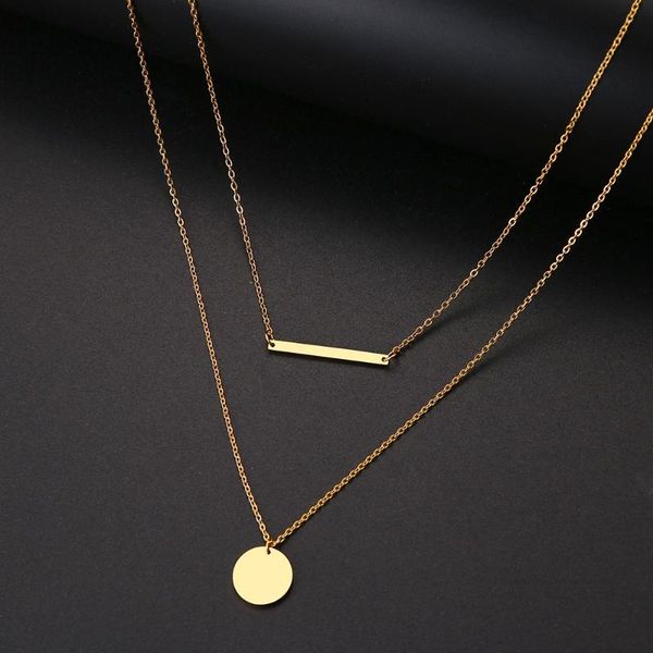 

dotofi for women necklace double pendant round and stick stainless steel pendant creative jewellery t55, Silver