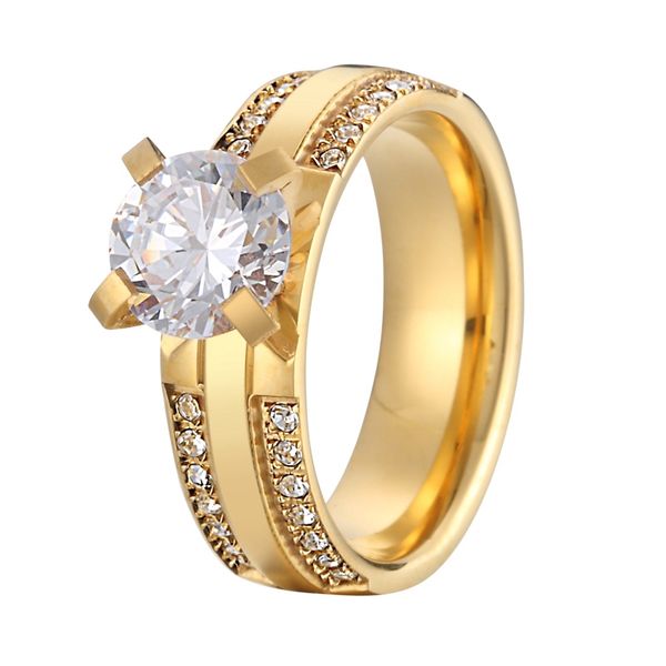 

luxury big cz stones women rings engagement ring gold color wedding band, Slivery;golden