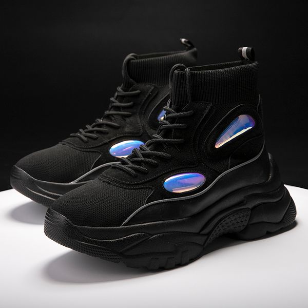 

new trend men sneakers thick sole platform running shoes for man height increasing 6 cm chunky casual breathable outdoor shoes