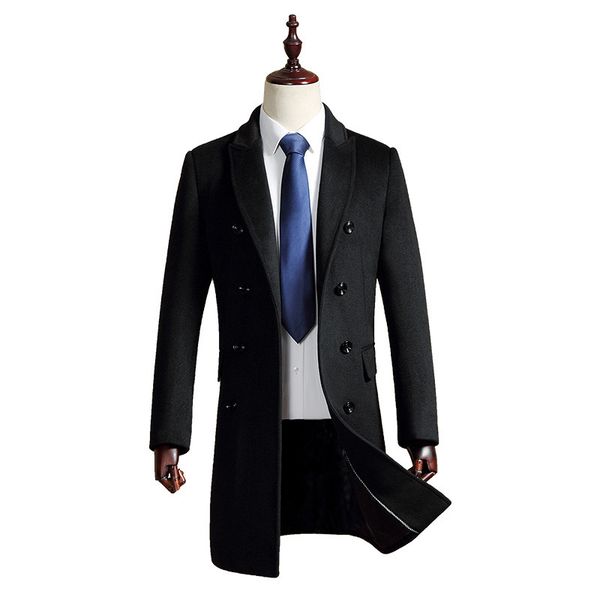 

new arrive england 2017 winter black new tide fashion, cultivate one's morality men's collar single-breasted cashmere long coat