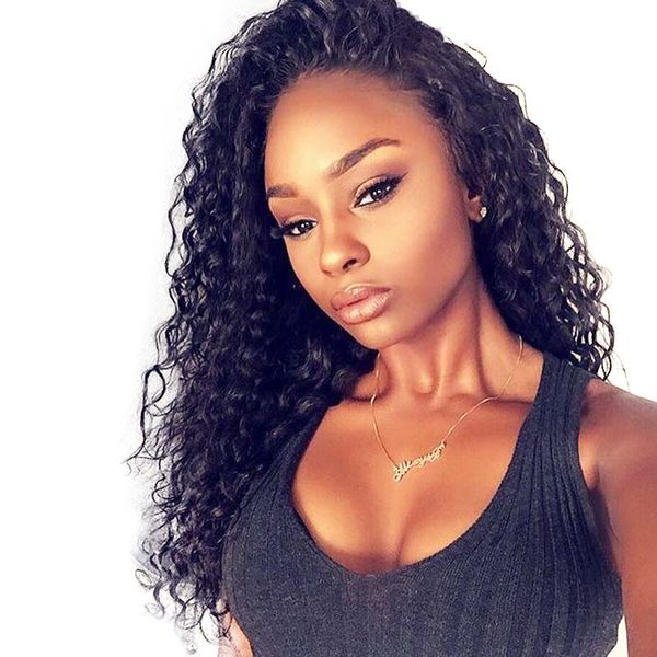 

human hair lace wigs 360 lace wig brazilian human hair curly texture with preplucked bleached knots natural hairline, Black;brown