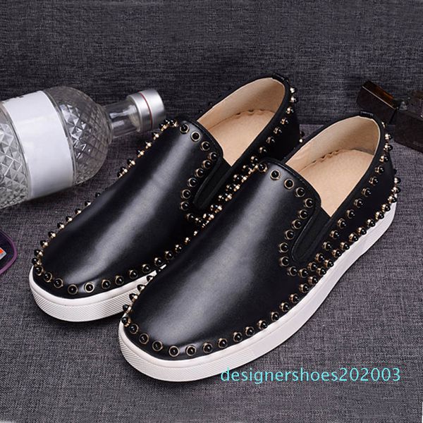 

fashion designer shoes red is bottom dress shoes brand studded spikes flats for men and women party lovers genuine leather sneakers d03, Black