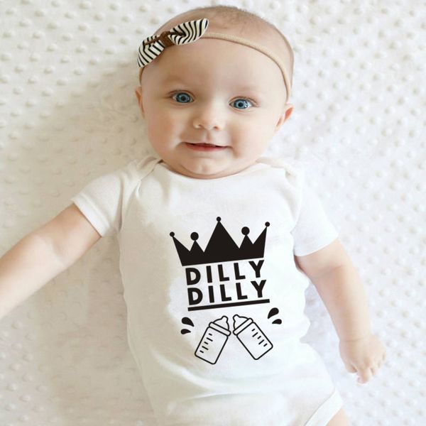 

crown print baby girl clothes newborn baby boy clothes cotton short sleeve bodysuit cute body suit for newborns 0-18m, White