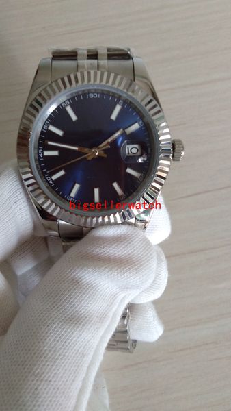 

men's sport watches 116334 black dial 18k blue gold steel automatic watch 41mm asian movement 2813, Slivery;brown