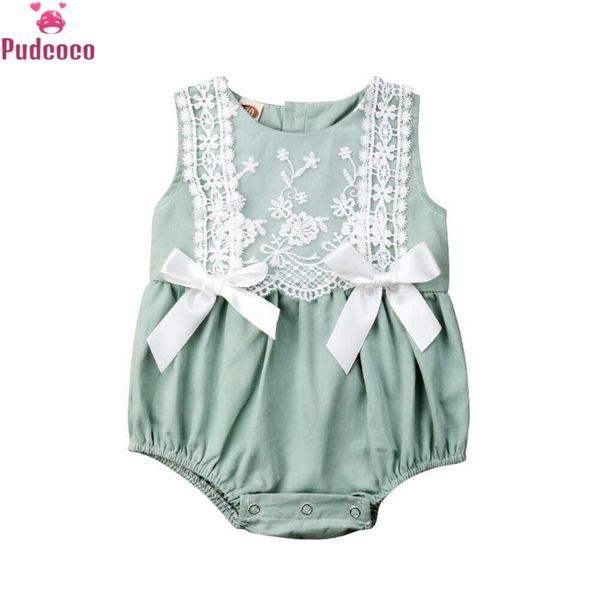 

pudcoco new summer infant newborn romper baby girl clothing lace ruffles jumpsuit cute bow sunsuit baby rompers, Blue