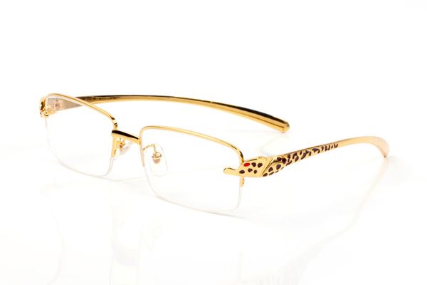 

popular brand designer leopard sunglasses half frame sunglasses men's transparent lens frame sunglasses clear frame leopard series, Silver