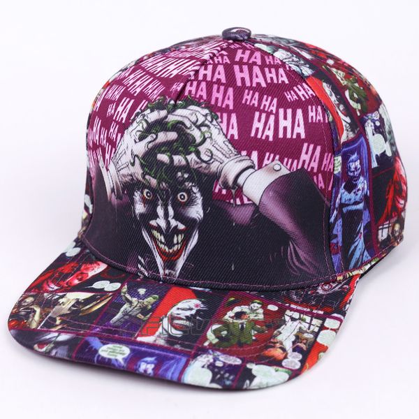 

комиксов dc джокер бренд крышки snapback мода печать мужчины женщины регулируемая бейсболки хип-хоп шляпа для взрослых, Blue;gray