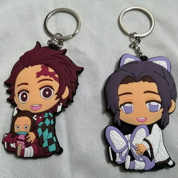 

anime demon slayer kimetsu no yaiba keychain kamado nezuko kamado-tanjirou agatsuma zenitsu hashibira inosuke pvc key chain, Silver