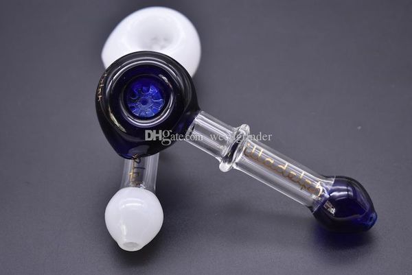 mais novo de espessura 4.13inch inebriante fumar cachimbo mini-colher de vidro tubo de mão branca de vidro tabaco Azul