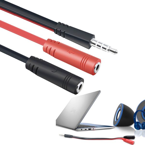 

2 in 1 splitter cable headphone microphone converter 3.5mm male to female headset audio mic adapter