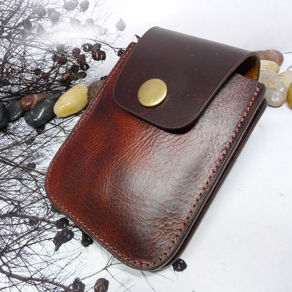 

multifunctional two in one genuine leather portable car key holder key pack card & id holder belt bag waist pack wwd-k