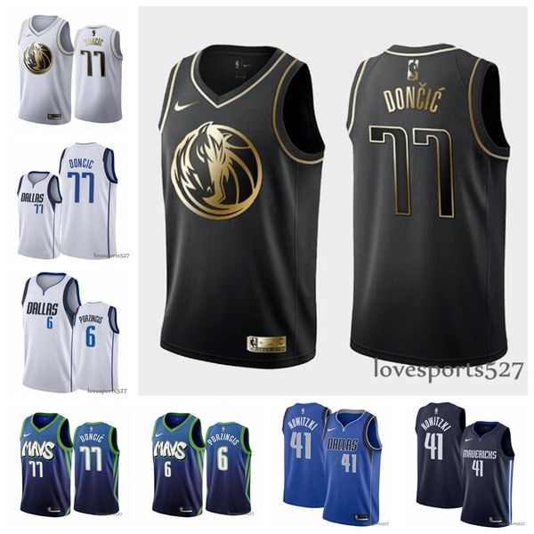 

Мужская футболка Dalla Mavericks 77 Luka Doncic Jersey 6 Kristaps Porzingis 41 Dirk Nowitzki platinum Basketball Jerseys 331
