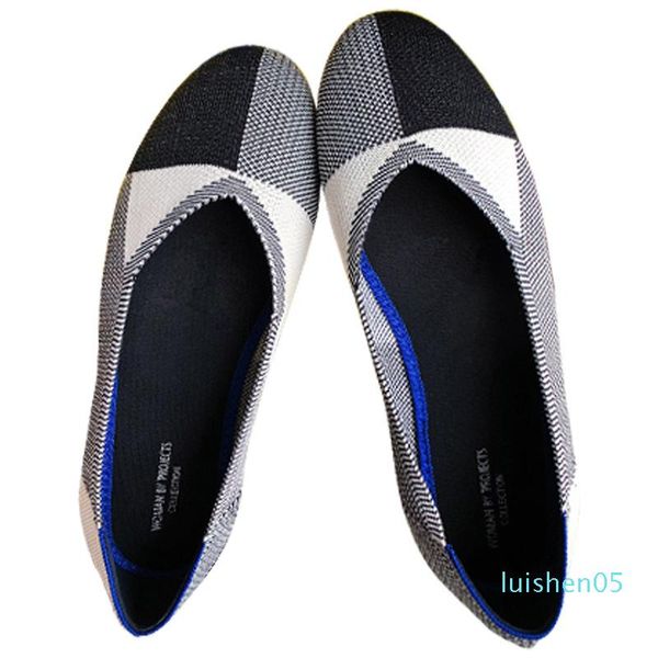 

casual woman platform shoes ballet flats round toe ladies' footwear shallow mouth driving ballerinas dress boat knitting l05, Black