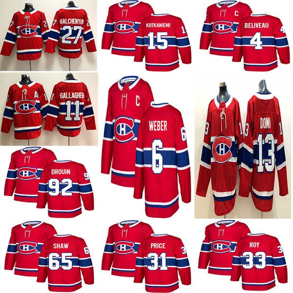 

montréal canadiens 6 shea weber 31 carey price 11 brendan gallagher 13 max domi stitched red and white ice hockey jerseys, Black;red