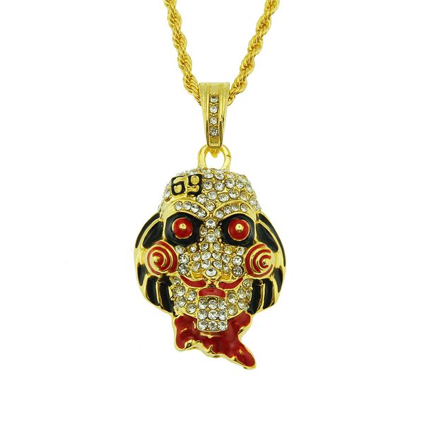 

2020 designer necklace european and american hip-hop personality trend scary mask halloween cosplay doll pendant necklace jewelry
