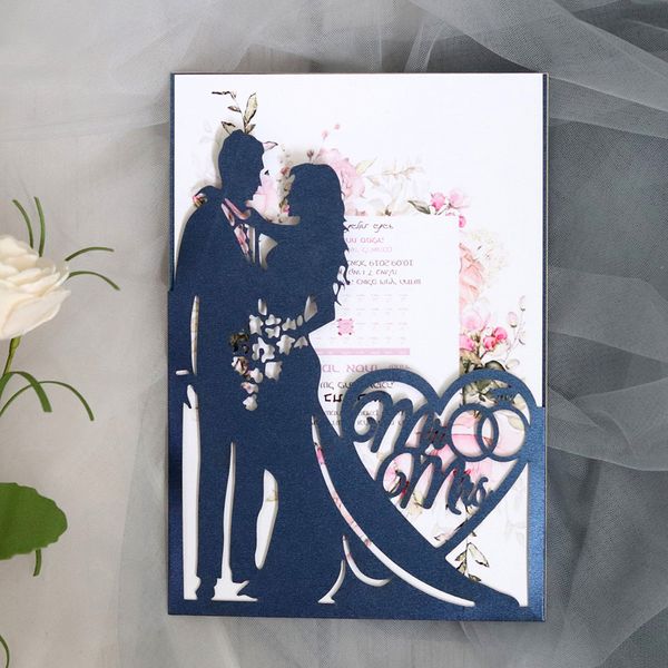 

2019 new 10 set laser cut wedding invitations card bride and groom greeting cards envelopes wedding party supplies