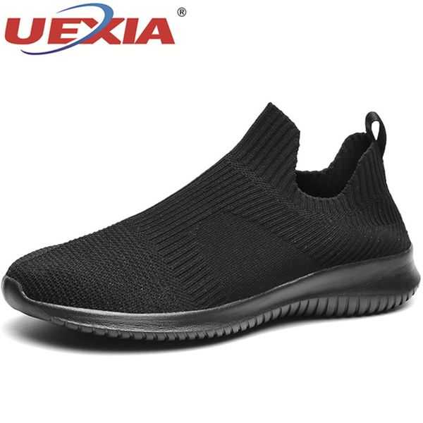

uexia 2019 new mesh men casual shoes lac-up men shoes lightweight comfortable breathable walking sneakers zapatillas hombre, Black
