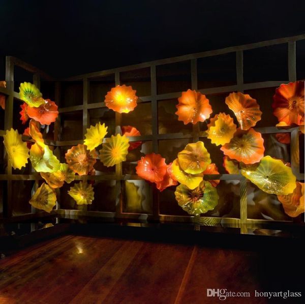 

christmas yellow orange luxury blown glass wall plates custom made l wall decor glass art plates flower shape wall decoration art lamps