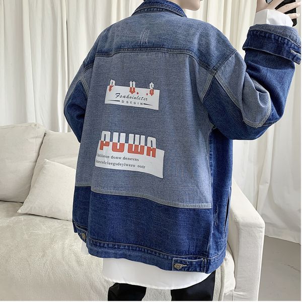 

2019 spring and autumn new large size cotton loose lapel hong style denim jacket self-timer fashion casual shirt blue m-5xl, Black;brown