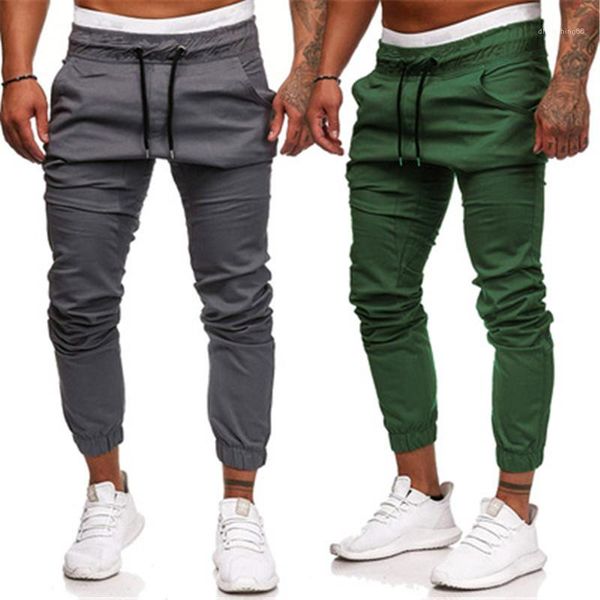 

pencil fashion casual man pants hip hop tooling pocket tether elastic trousers jogger pants designer spring male sports loose, Black