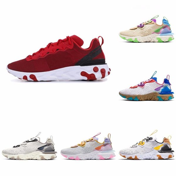 

new ashion react element running shoes fo men women light bone triple black royal solar team red mens trainers sports sneaker runner s#07117