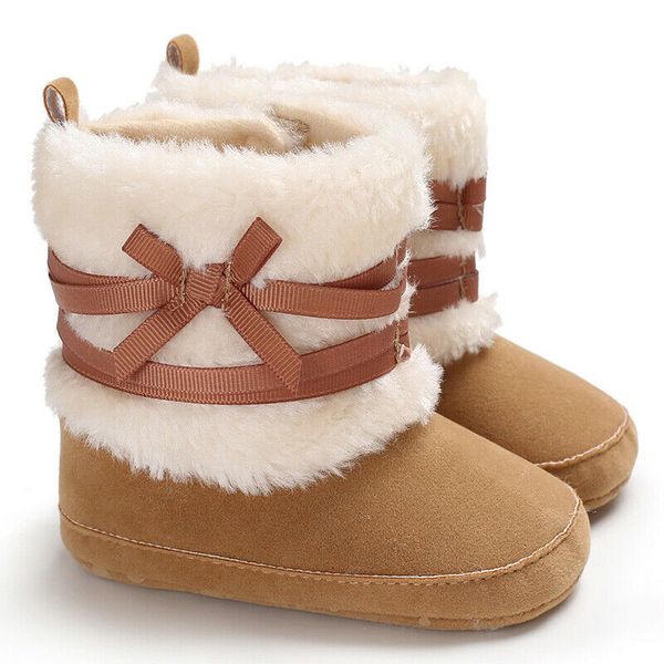 

brand new newborn baby infant toddler girl boots crib shoes bow prewalkers furry snow boots winter warm bowknot walkers