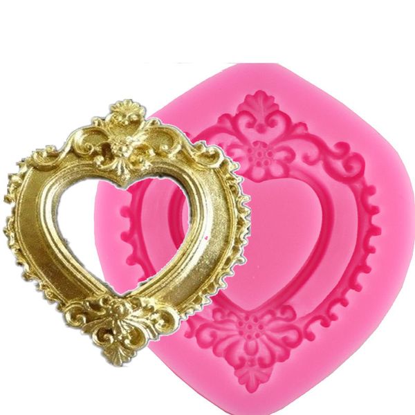 

angel wings food grade fondant cake silicone mold love heart mirror frame shaped reverse forming chocolate decoration tools 0730