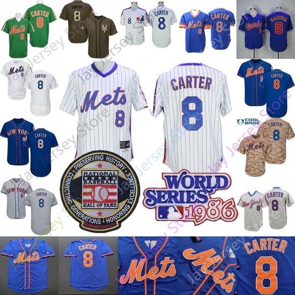 

Gary Carter Jersey Cooperstown Mets Montreal Expos 1986 World Series WS Jerseys Men Women Youth Pullover Button Home Away