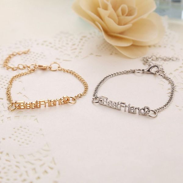 

stainless steel thin bracelet female charm letter bracelet simple pop, Golden;silver