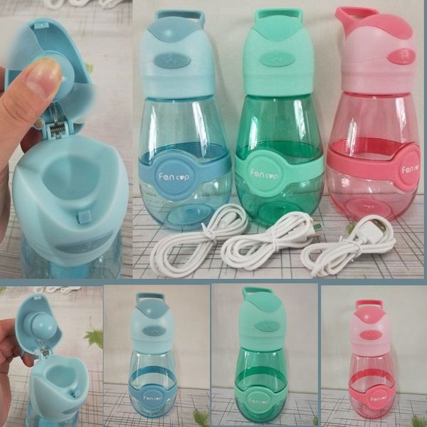 

3 color per onality creative ummer handheld mini fan cup portable hatter re i tant cup u b charging fan port water bottle ljjz298