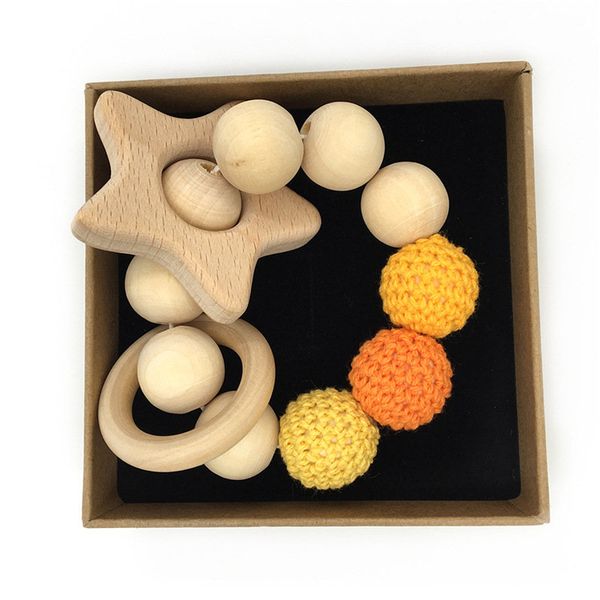 

baby bracelet wooden animal teether eco-friendly baby teething toy infant chew bangle shaped rattle baby teether gift