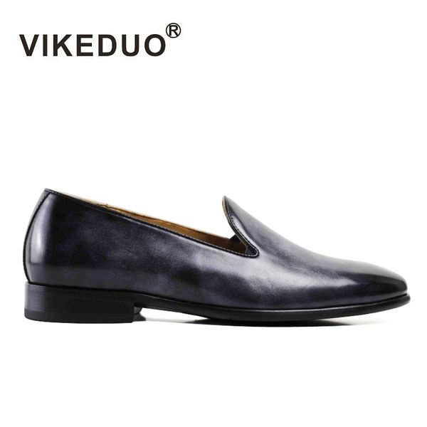 

vikeduo 2019 handmade designer men's loafer shoes dress fashion wedding party genuine leather flat mens casual driving shoes, Black