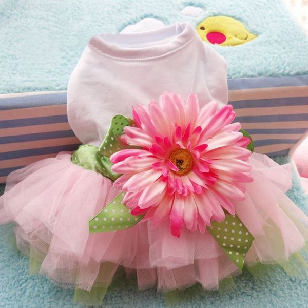 

spring summer pet dog dress clothes with big sunflower cute princess skirt wedding ball gown party dress pet supplies