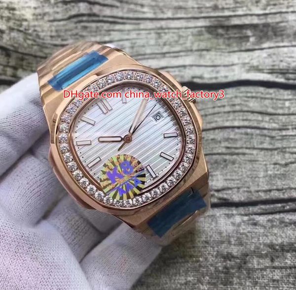 

4 color elling 42mm nautilus 5713/1g-010 diamond bezel 18k rose gold transparent mechanical automatic mens watch watches, Slivery;brown