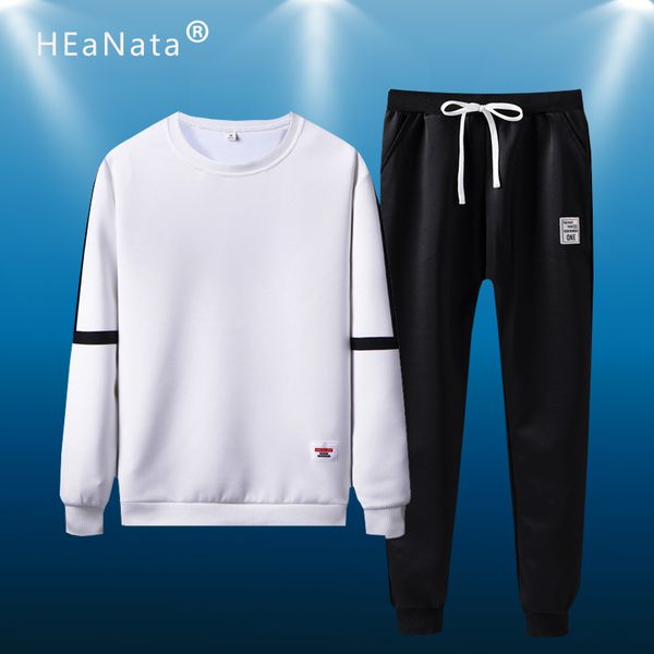 

men sport suit spring 2020 tracksuits mens set outwear sweatshirts sweartpants two piece set male breathable sweat suits man, Black;blue
