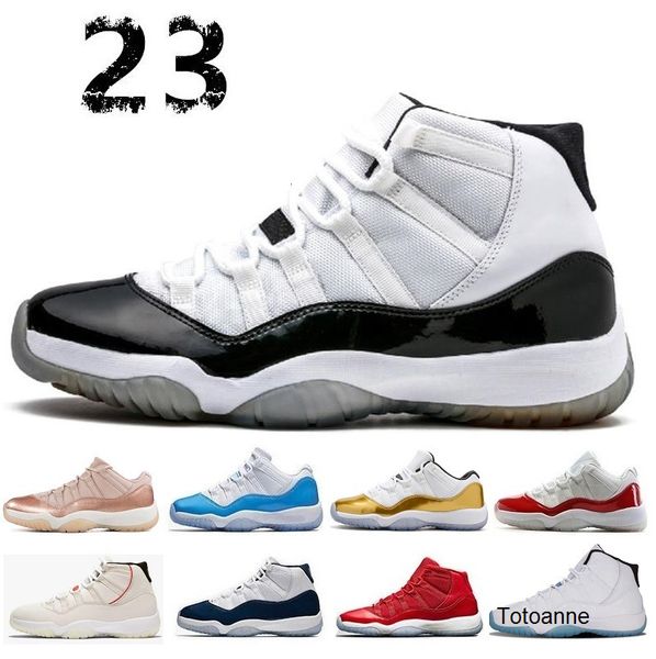 

11 men women basketball shoes 11s red rose gold barons high low le bred concord 23 45 infrared platinum tint navy gum j11 sneakers