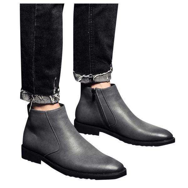 

men boots large size casual short low shoes retro england tooling boots women's ankle winter women bota feminina, Black