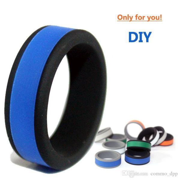 

8mm compose silicone wedding band rings for women men comfortable flexible outdoor sports engagement rings two tone fashion jewelry, Silver