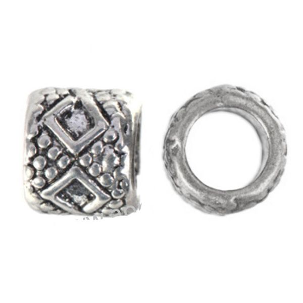 

beads charms for diy ilia & biagi bracelets retro silver round diamond slide large hole metal jewelry findings fashion 7*6mm 500pcs, Black