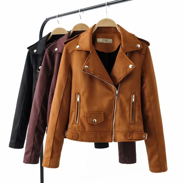

klacwaya women suede leather jackets kl9827pt, Black