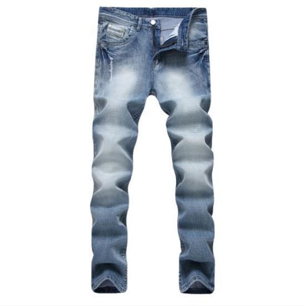 

мужские джинсы отверстие неглубоко высокий стрейч тонкий хлопок ретро джинсы локомотивных верхом уличный стиль дизайнер моды джинсы, Blue