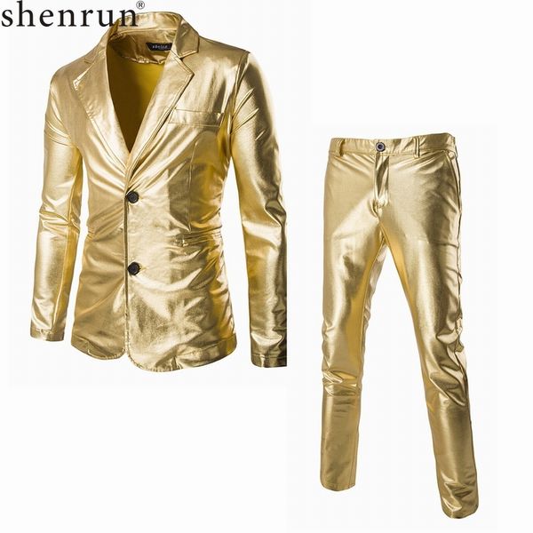 

shenrun men suit slim gold silver black casual suits gold stamp party prom dress singer host drummer stage costumes night club, White;black