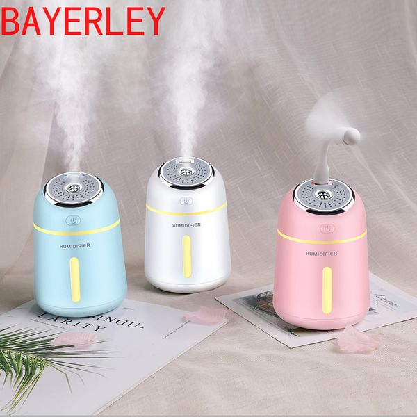 

new 3 in 1 small q humidifier mini ultrasonic car fogger led night light usb fan essential oil aroma diffuser air freshener