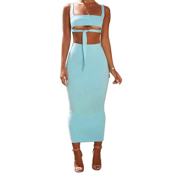 

women's party vest women's lace-up two-piece summer dress, Black;gray