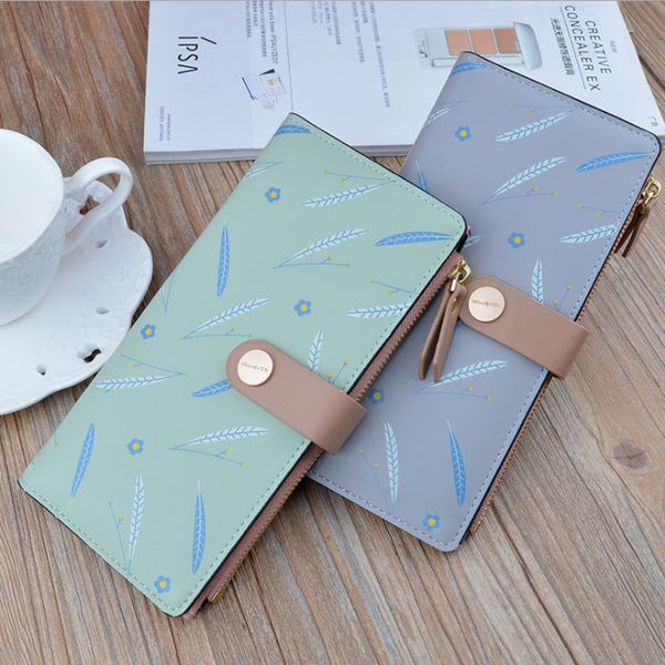 

women's wallet women's long zipper buckle korean fashion print thin wallet multi-card position soft wallet card case 2039