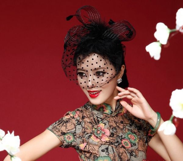 

black women bridal hats and fascinators headpiece headband lady face veils dot net with lssuing 2018 wedding accessories
