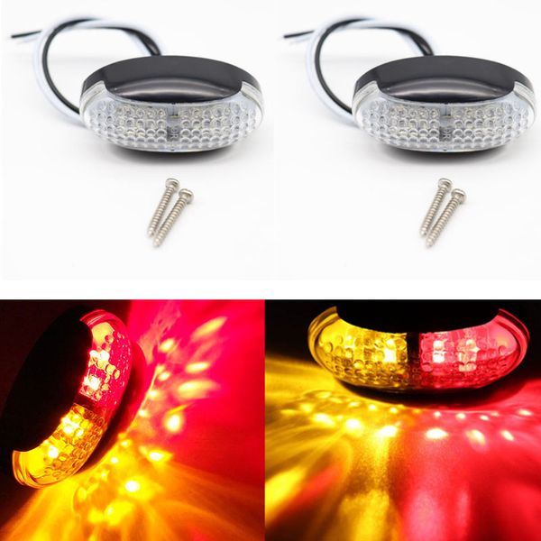 

new 2pcs 12v/24v universal led car trailer truck clearance side marker / tail indicator light lorry lamp amber&red two colors