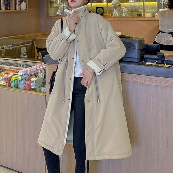 

women casual fashion midi longline faux fur borg parka, Black