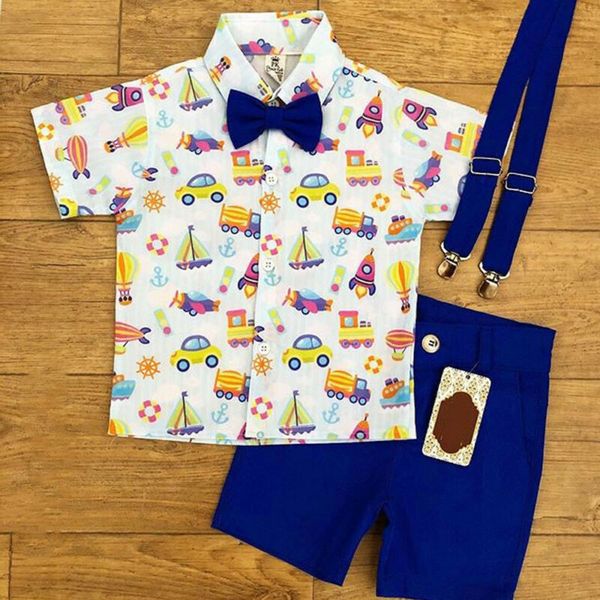 

toddler newborn kids baby boys clothes cartoon t-shirt +short pants outfits, White